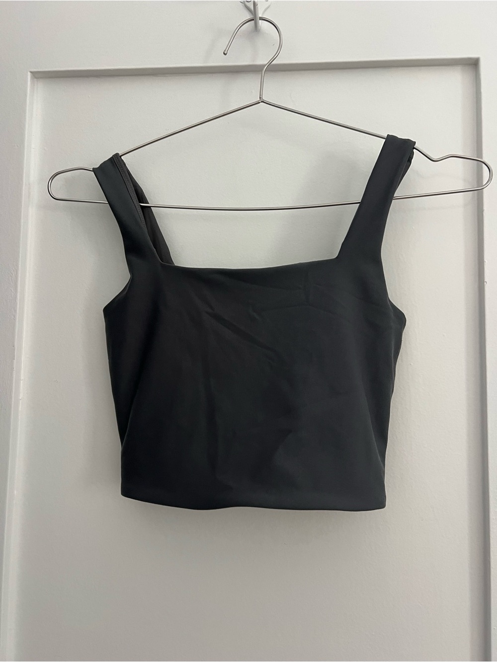 Black Square-Neck Crop Top with Wide Straps